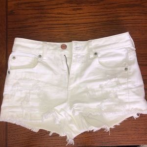 White high rise jean shorts
